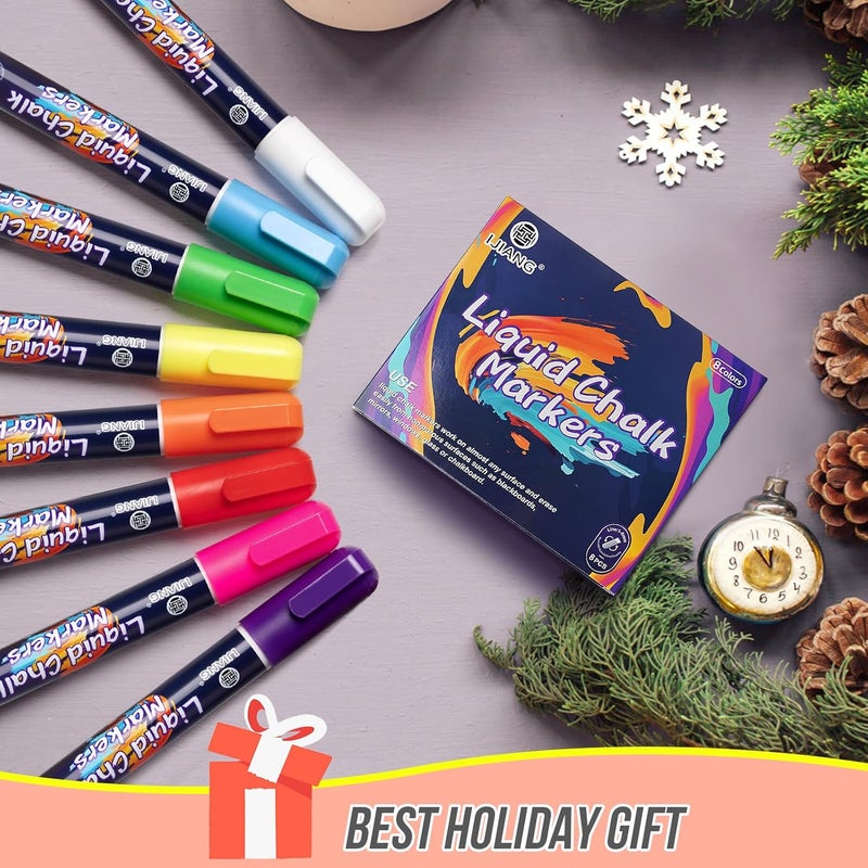 IJIANG Liquid Chalk Markers for Blackboards, Dust Free Wet-Dry Erasable - Chalk Markers with 6mm Reversible Bullet&Chisel Tip, Neon Colors for Chalkboard Signs, Whiteboard, Calendar, Window, Glass - Image 2